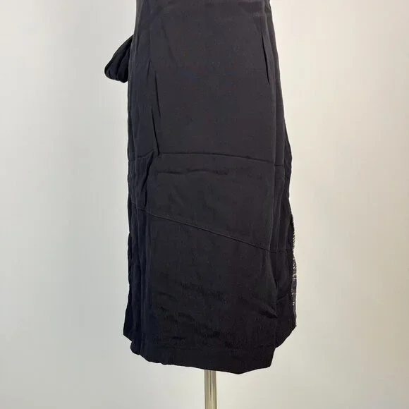 NWT Mint Velvet Beige / Peach Black Feather Pencil Midi TIE Dress US 4 UK 8 - Picture 9 of 12